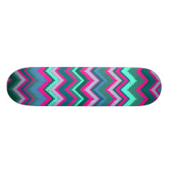 Pretty Aqua Teal Blue Pink Tribal Chevron Zig Zags Skateboard Decks