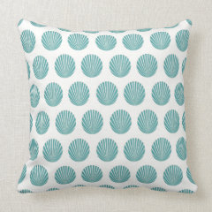 Pretty Aqua Teal Blue SeaShell Beach Pattern Gifts Pillows