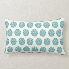Pretty Aqua Teal Blue Shell Beach Pattern Gifts Throw Pillow