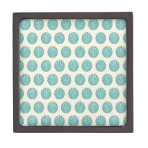 Pretty Aqua Teal Blue Shell Beach Pattern Gifts Premium Trinket Boxes