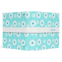 Pretty Aquamarine and White Daisies Binder