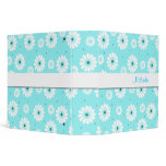 Pretty Aquamarine and White Daisies Binder