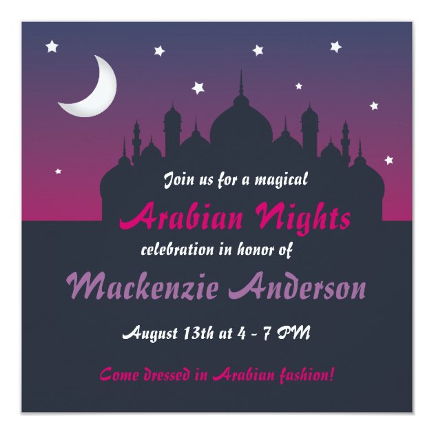 Pretty Arabian Nights Party Invitation