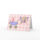Pretty Baby Carriage Baby Girl Greeting Card