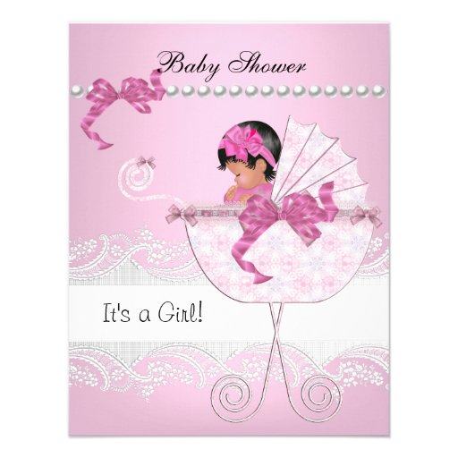 Pretty Baby Shower Cute Baby Girl Pink Vintage Personalized Announcement