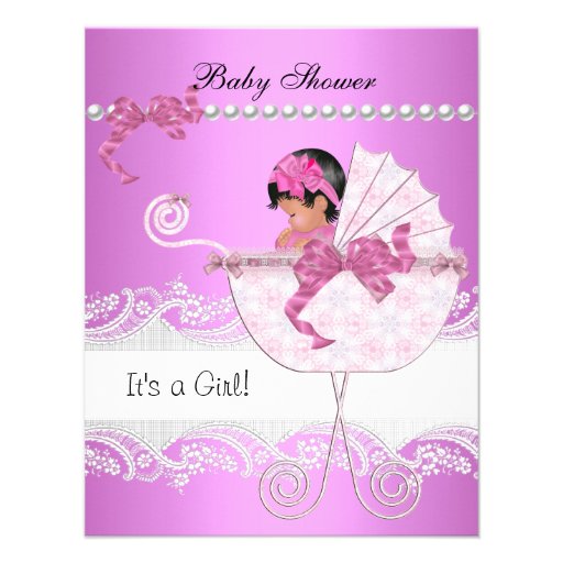 Pretty Baby Shower Cute Baby Girl Pink Vintage Custom Invite