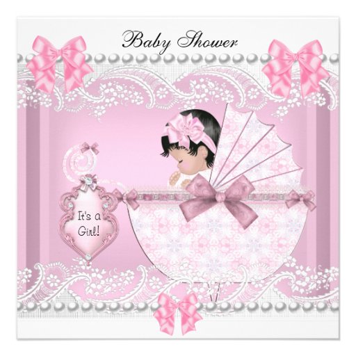 Pretty Baby Shower Cute Girl Pink Vintage Custom Announcements
