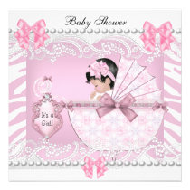 Pretty Baby Shower Zebra Baby Girl Pink Lace invitations
