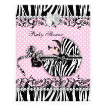 Pretty Baby Shower Zebra Baby Girl Pink Spot invitations