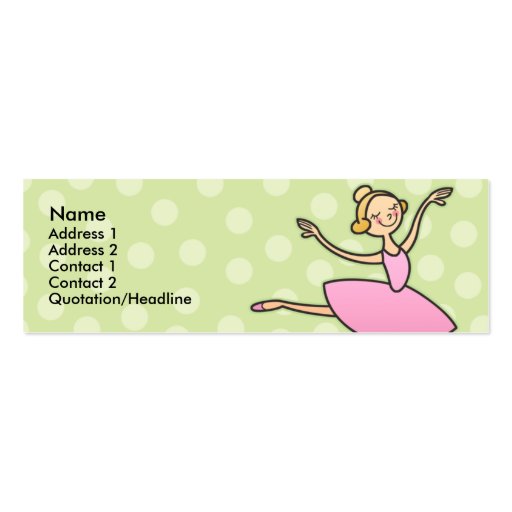 Pretty Ballerina Skinny Profile Cards Business Card (front side)