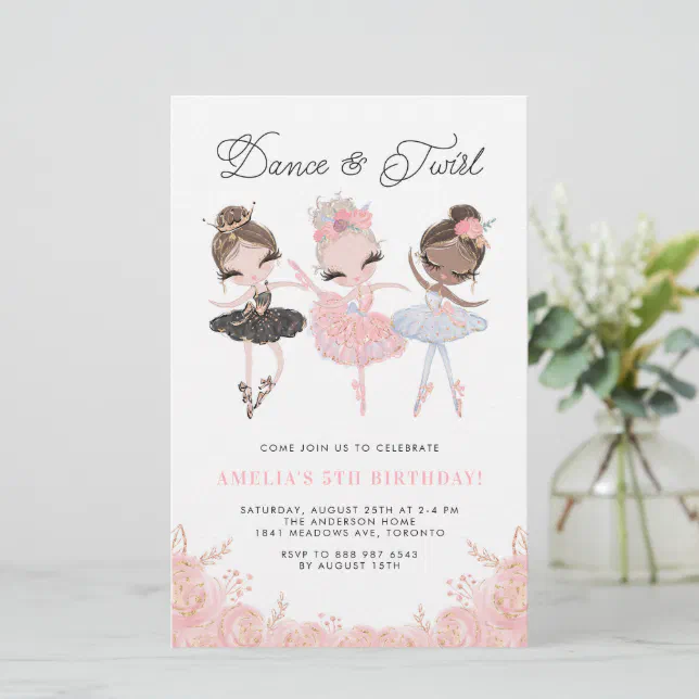 Pretty Ballerinas Ballet Birthday Party Invitation Zazzle