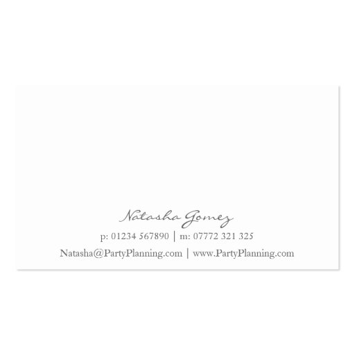 Pretty Balloon, Party Planner - Business Card (back side)