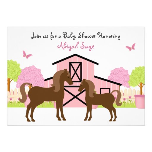 Pretty Barn Horse Baby Shower Invitations 5" X 7" Invitation Card Zazzle