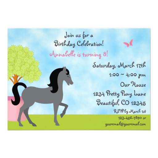 Pretty Barn Horse Birthday Party Invitations