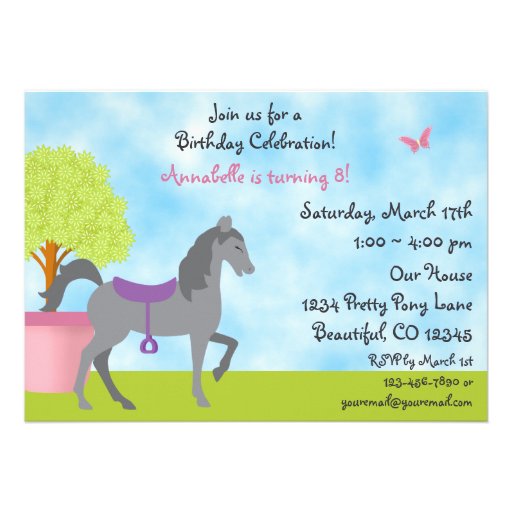 Pretty Barn Horse Birthday Party Invitations