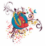 pretty bird and butterflies vector art photo cut out