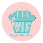 Pretty Birthday Cupcake Round Sticker
