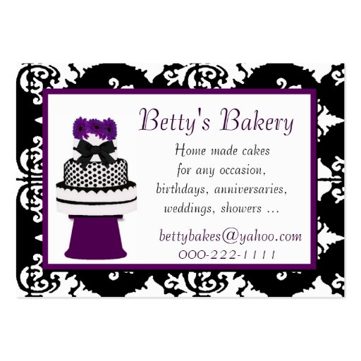 Pretty Black and White Damask Bakery Business Card