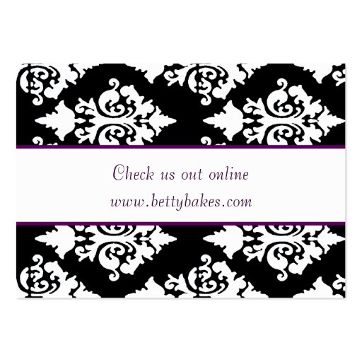 Pretty Black and White Damask Bakery Business Card (back side)