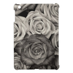 Pretty Black and White Roses Bouquet of Flowers iPad Mini Cover