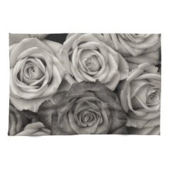 Pretty Black and White Roses Bouquet of Flowers Towel