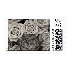 Pretty Black and White Roses Bouquet of Flowers Stamps