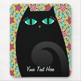 Pretty Black Kitty Mouse Pads