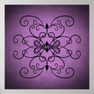 Pretty black swirls on purple print