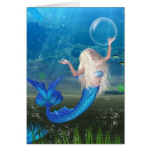 Pretty Blonde Mermaid with Bubble Card