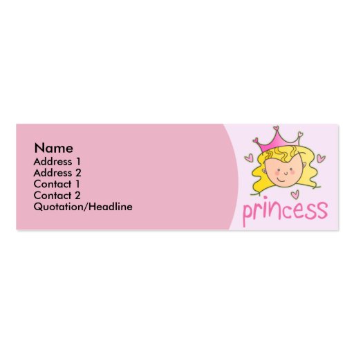Pretty Blonde Princess Skinny Profile Cards Business Cards (front side)
