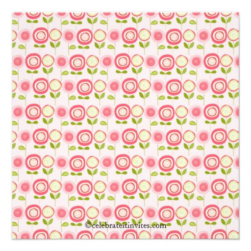 Pretty Bloom Baby Girl Baptism Inviation Invites