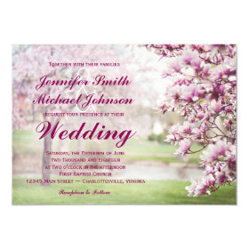 Pretty Blooming Magnolia Tree Wedding Invitations