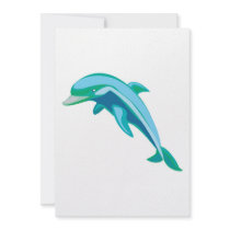 pretty blue and green dolphin personalized invitations