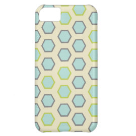 Pretty Blue and Lime Green Hexagon Tile Pattern iPhone 5C Case