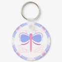 Pretty Blue And Magenta Dragonfly Keychain