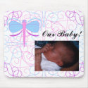 Pretty Blue And Purple Dragonfly Add Baby Photo Mousepad
