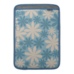 Pretty Blue and Tan Flower Pattern Custom Gifts MacBook Sleeve