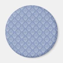 Pretty Blue and White Damask Pattern Refrigerator Magnets