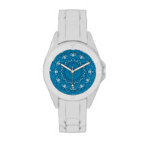 Pretty Blue and White Geometric Wristwatch at Zazzle