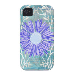 Pretty Blue Daisy Flower Pattern Gifts Case-Mate iPhone 4 Case