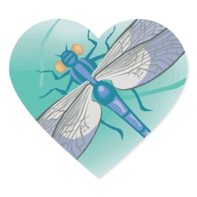 pretty blue dragonfly on leaf heart sticker Zazzle_sticker pretty blue dragonfly on leaf heart sticker Zazzle_sticker