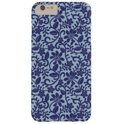 Pretty Blue Floral Damask Pattern Barely There iPhone 6 Plus Case