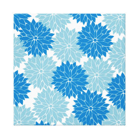 Pretty Blue Flower Blossoms Floral Pattern Stretched Canvas Print