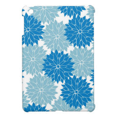 Pretty Blue Flower Blossoms Floral Pattern Print iPad Mini Cover