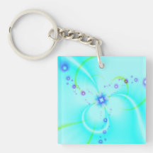 Pretty Blue Flower Key Chain