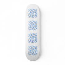 Pretty blue flower pattern on white. skate board
