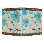 pretty blue flowers and animals pattern 3 ring binder