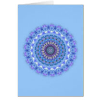 Pretty blue Kaleidoscope Mandala greetings card cards