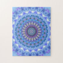 Pretty blue Kaleidoscope Mandala Jigsaw Puzzle puzzles
