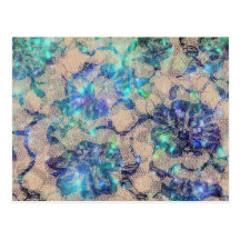 Pretty Blue Lace Roses Post Cards